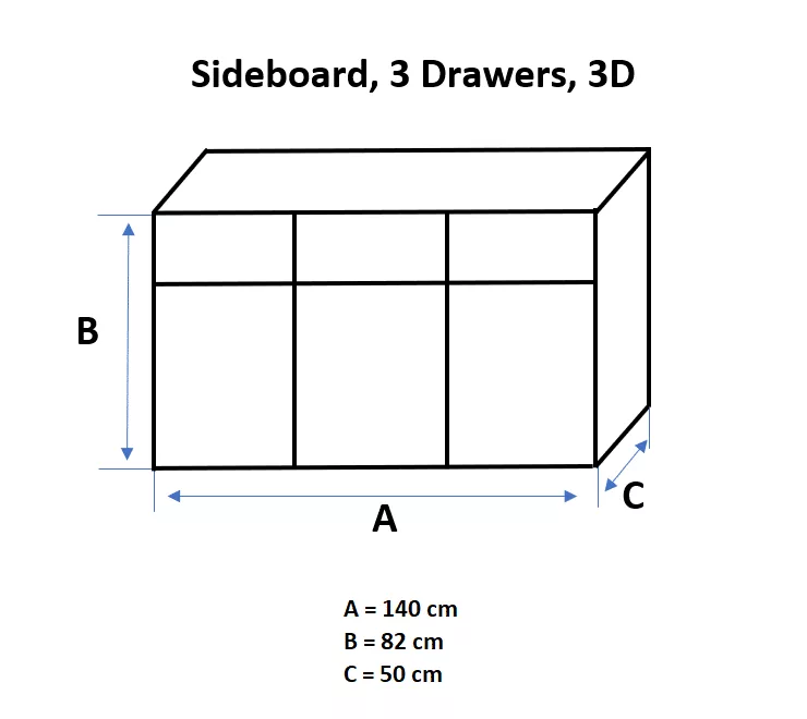 Sideboard, 3 Doors, 3 Drawers - Image 3