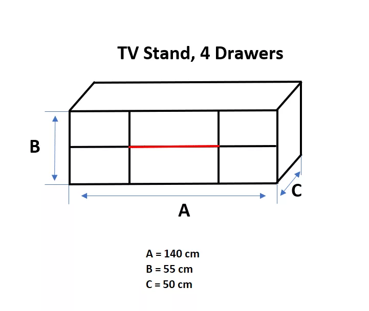 TV Stand, 4 Drawers - Image 3