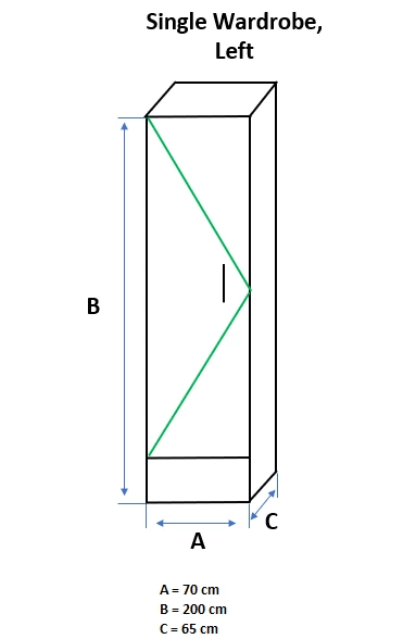 Single Wardrobe, 1 Drawer, Left - Image 2