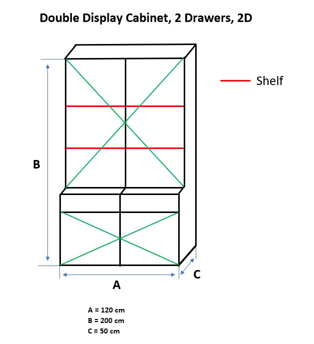 Double Display Cabinet, 4 Doors - Image 3